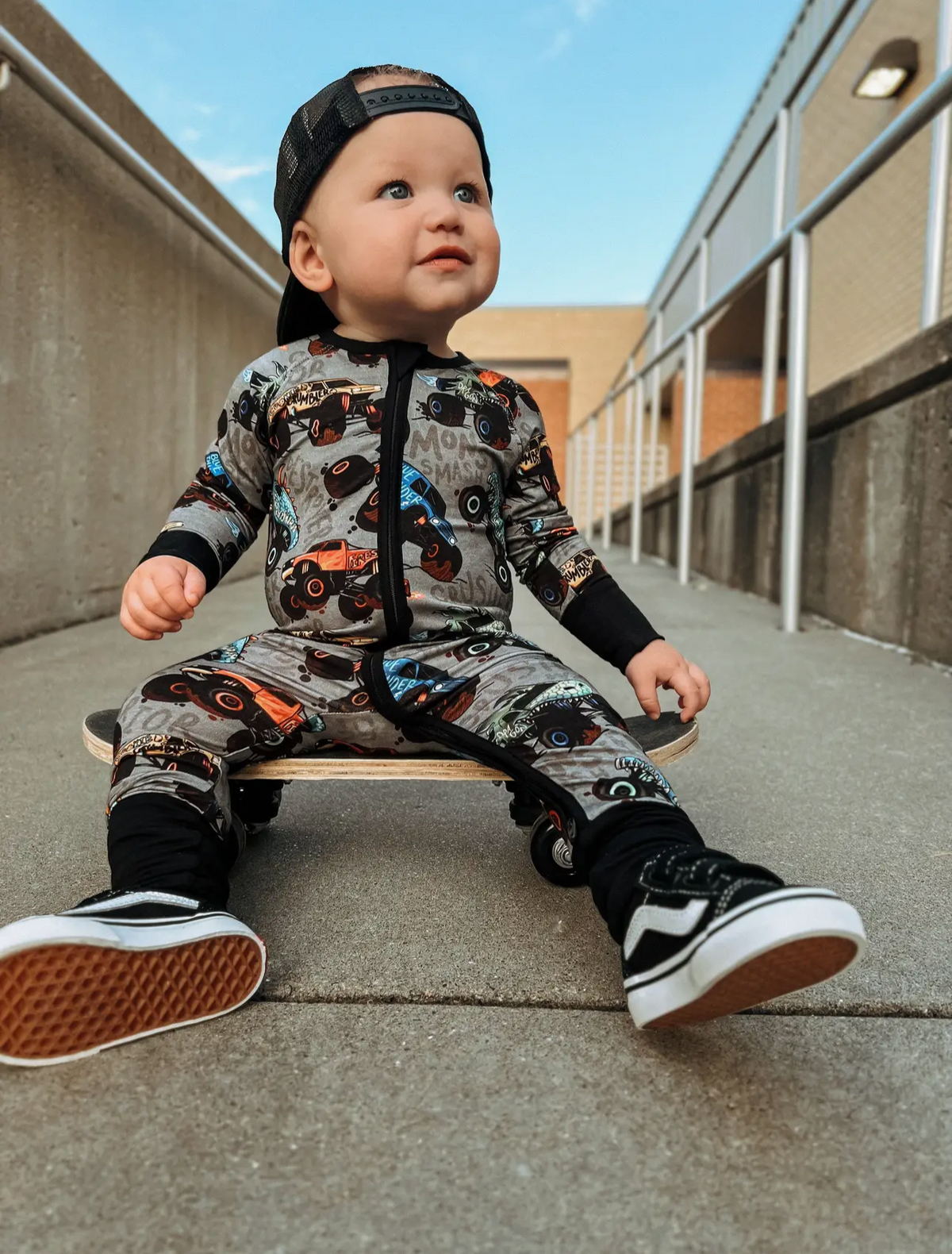 Monster Truck Bamboo Romper- Fletch