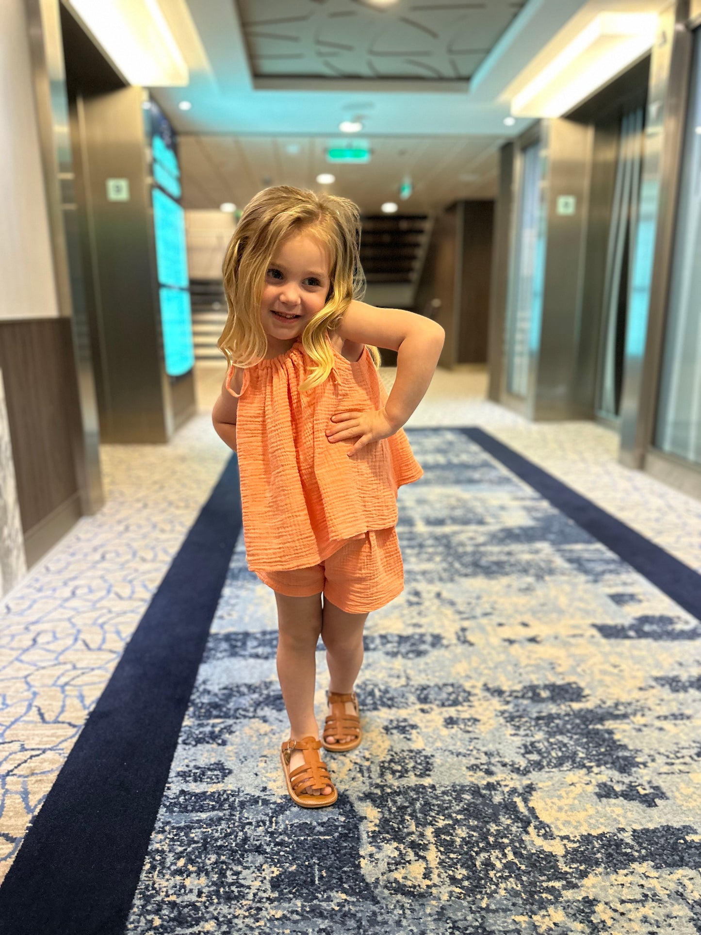 Peach Flowy Muslin Two Piece Set
