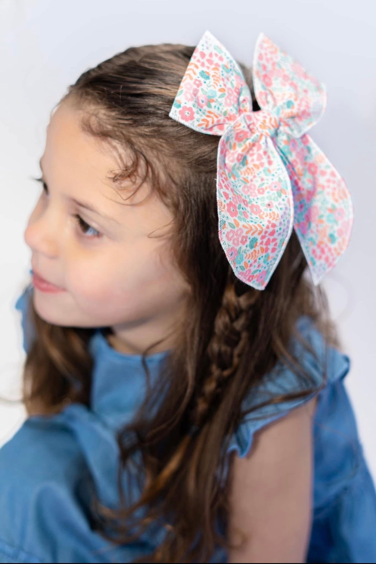 Mint Floral Sailor Bow