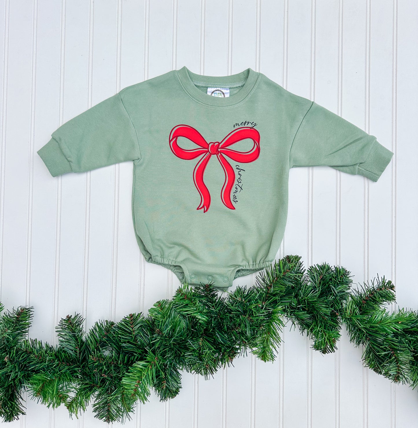 Merry Christmas Bow Bubble Romper