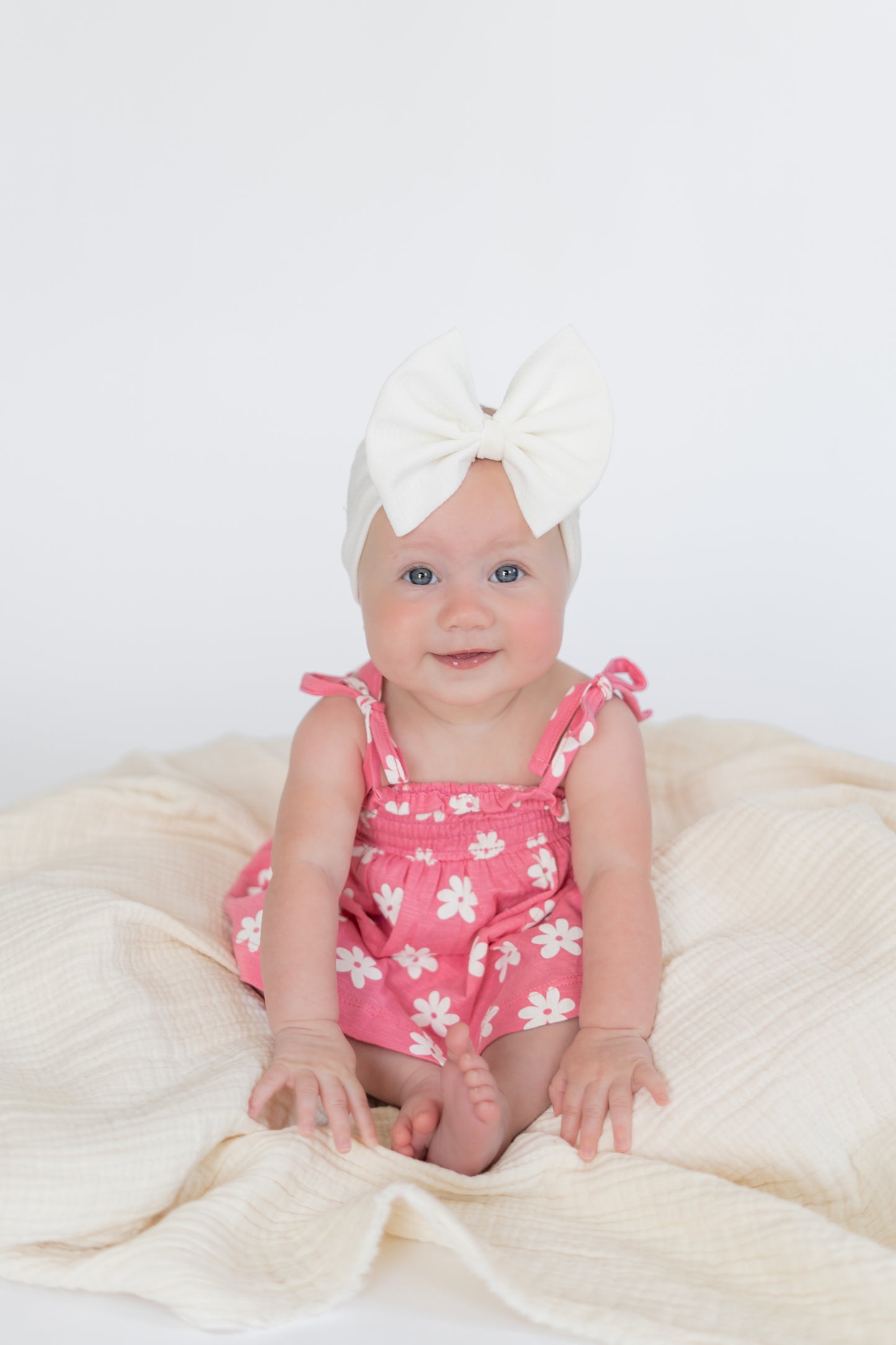 Pink Flower Organic Smocked Set
