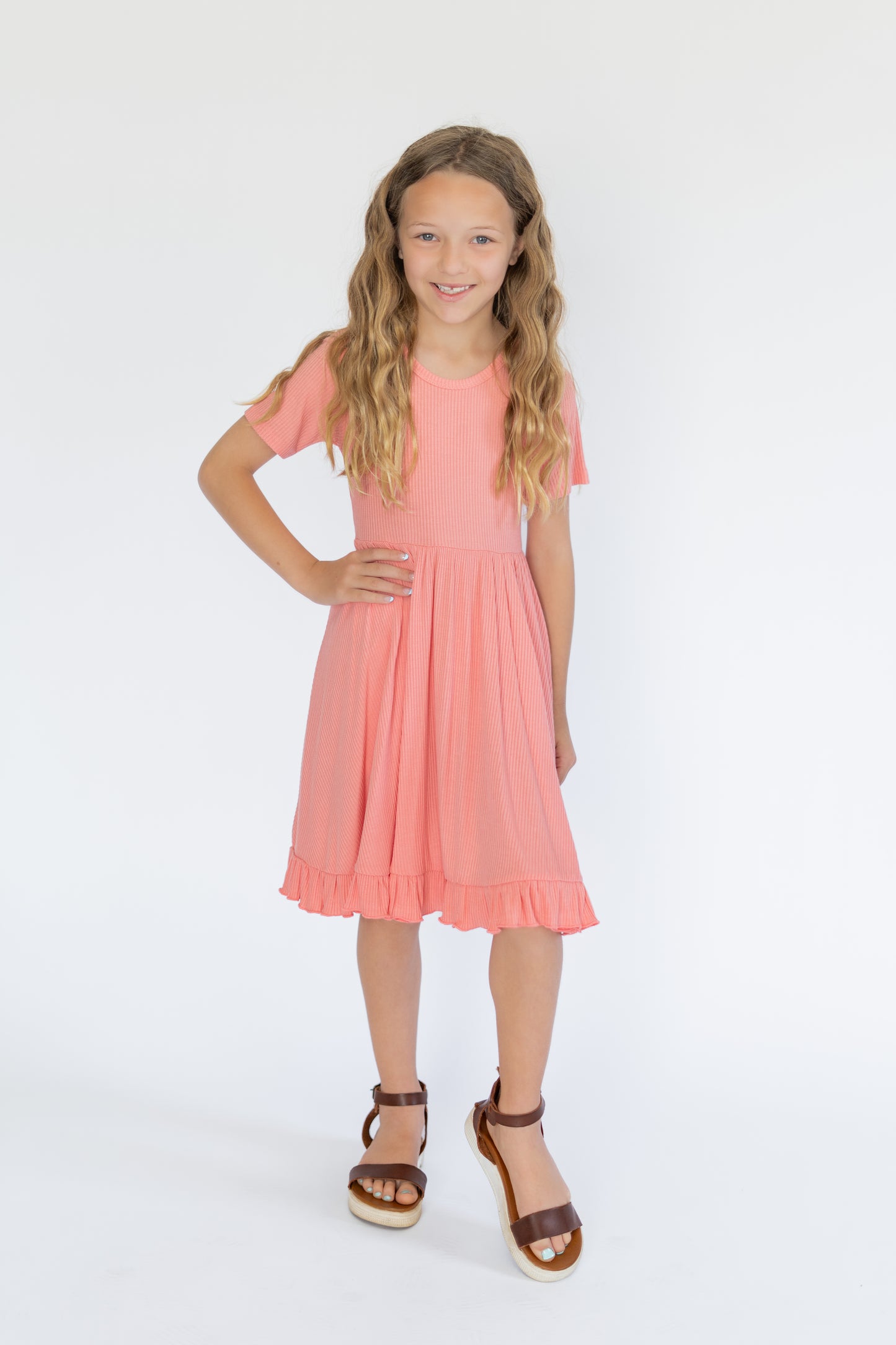 Coral Ruffle Dress