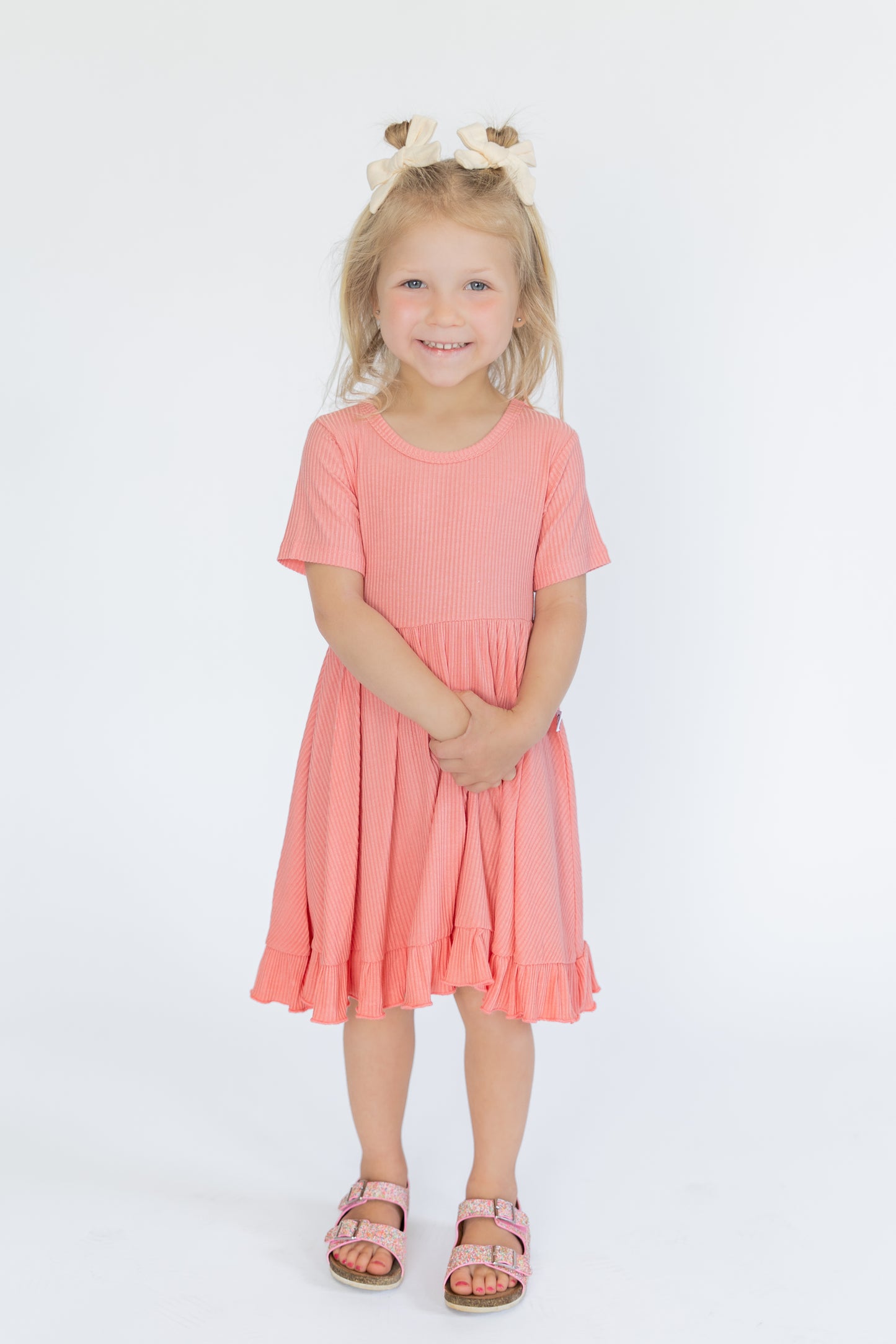 Coral Ruffle Dress