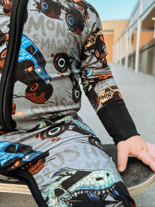 Monster Truck Bamboo Romper- Fletch
