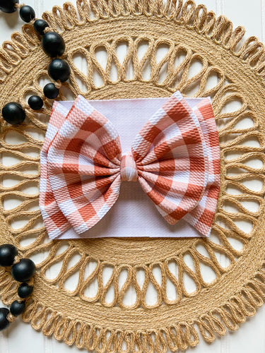 Orange Plaid Bow