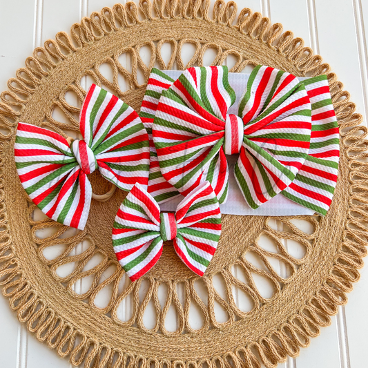 Christmas Stripes Bow