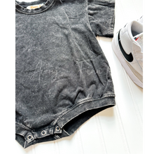 Load image into Gallery viewer, Black Mineral Washed Bubble Romper