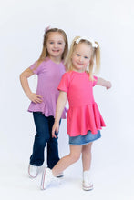 Load image into Gallery viewer, Ribbed Peplum Top- Coral