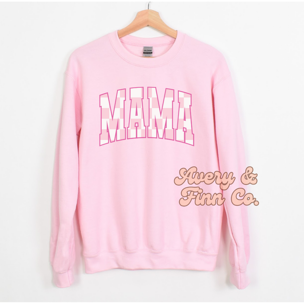 Mama Pink Checks Sweatshirt