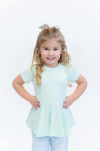 Ribbed Peplum Top- Mint