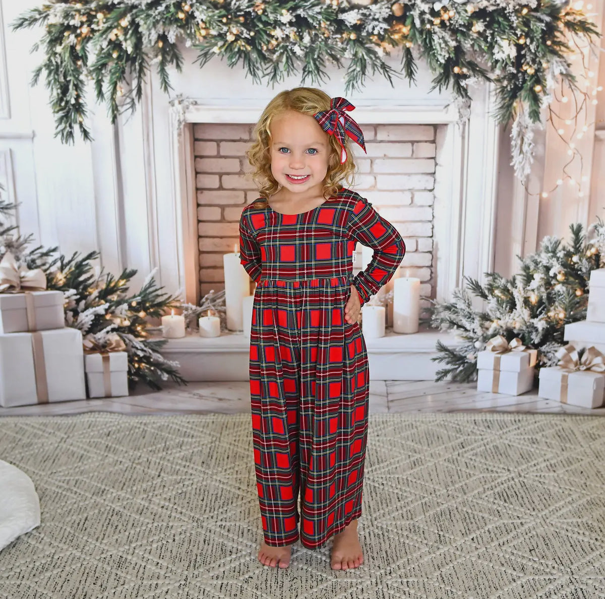 Christmas Plaid Wide Leg Romper
