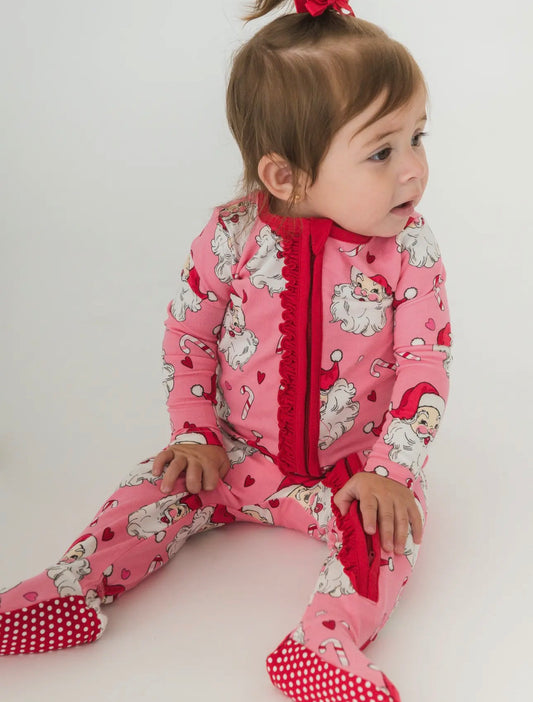 Pink Santa Bamboo Romper