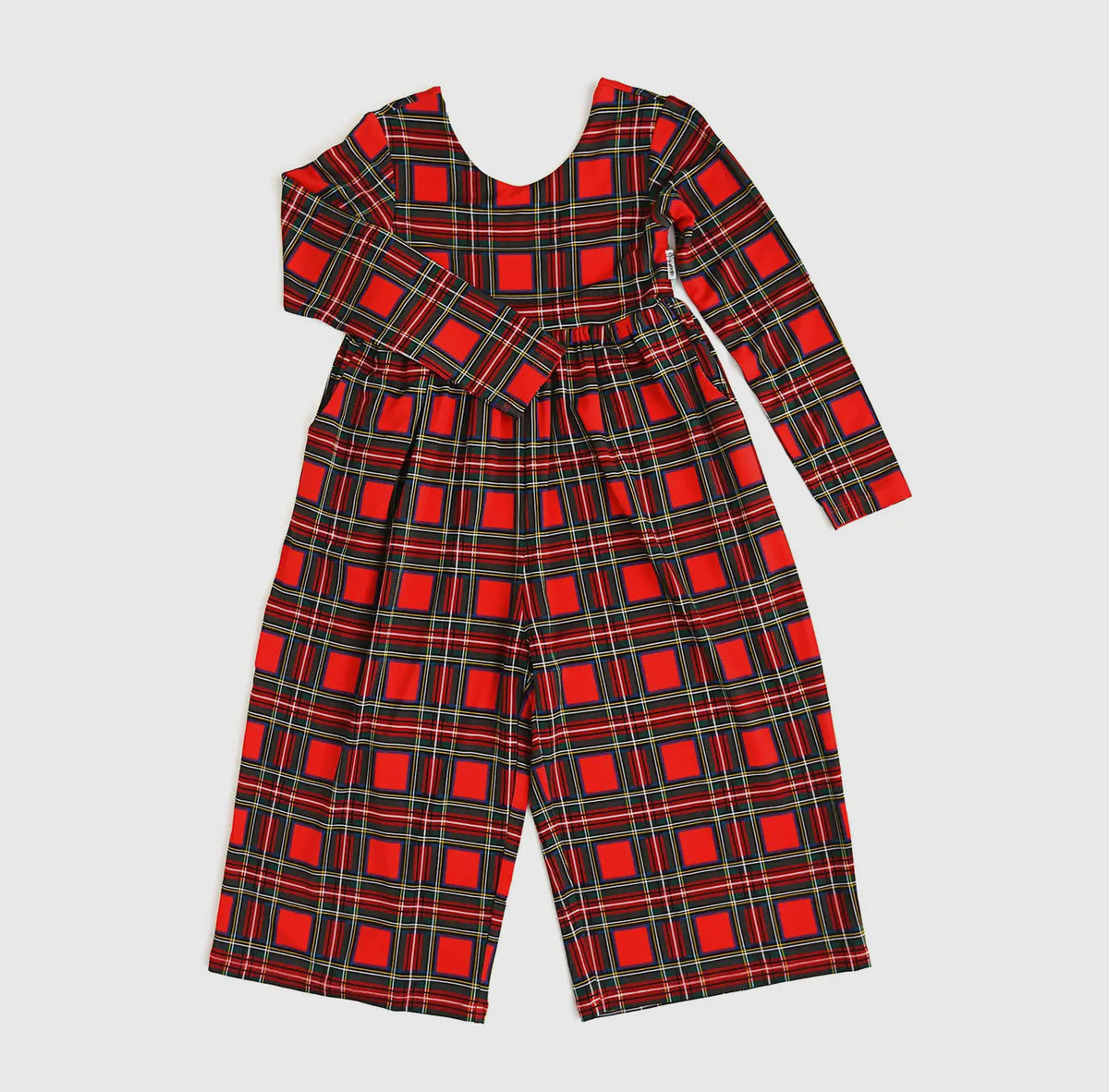 Christmas Plaid Wide Leg Romper
