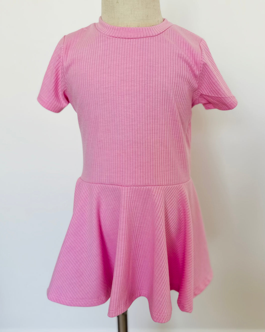 Ribbed Peplum Top- Light Pink