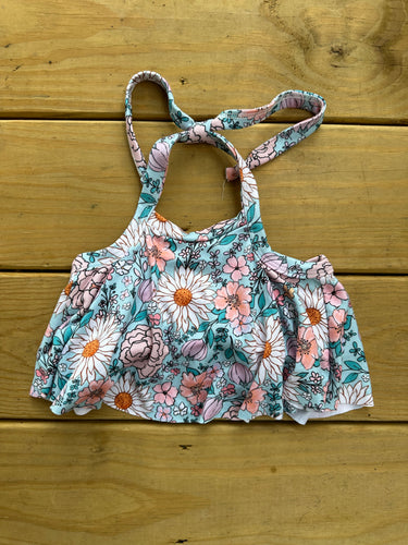 Aqua Floral Swing Crop Top