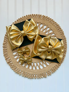 Gold Leather Bow