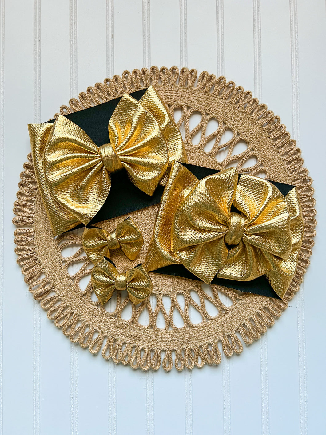 Gold Leather Bow