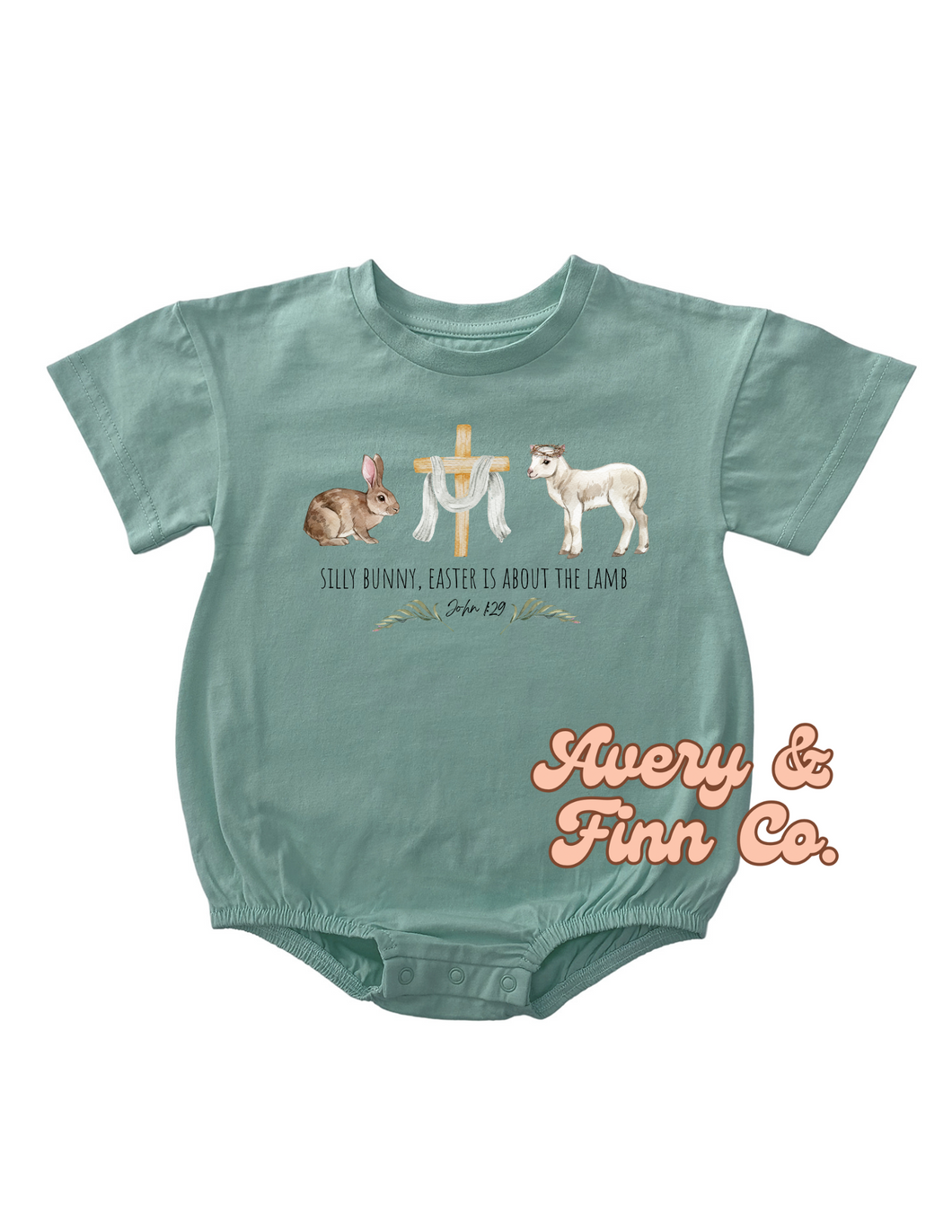 Easter Is About the Lamb Bubble Romper (Sage)