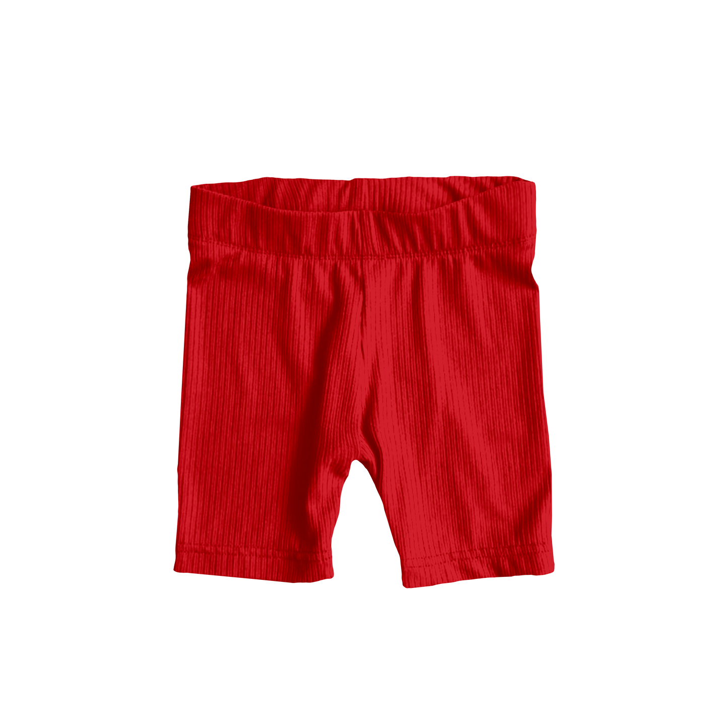 Red Ribbed Biker Shorts