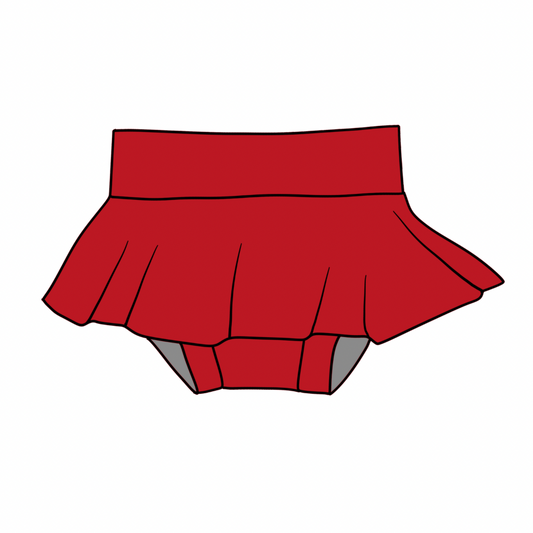 Red Ribbed Skirted Bummies