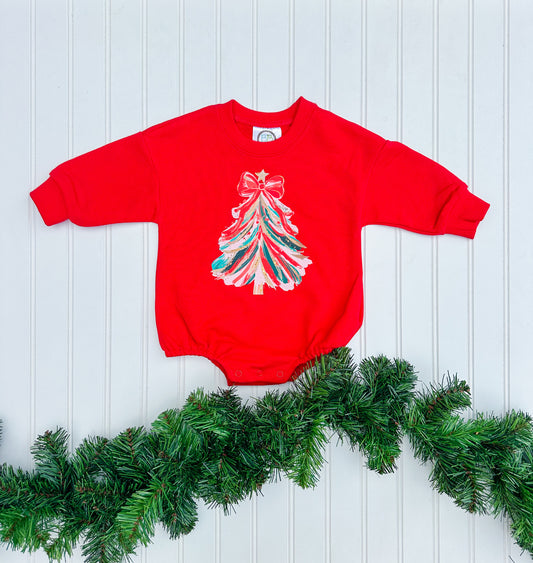 Brushstroke Christmas Tree Bubble Romper