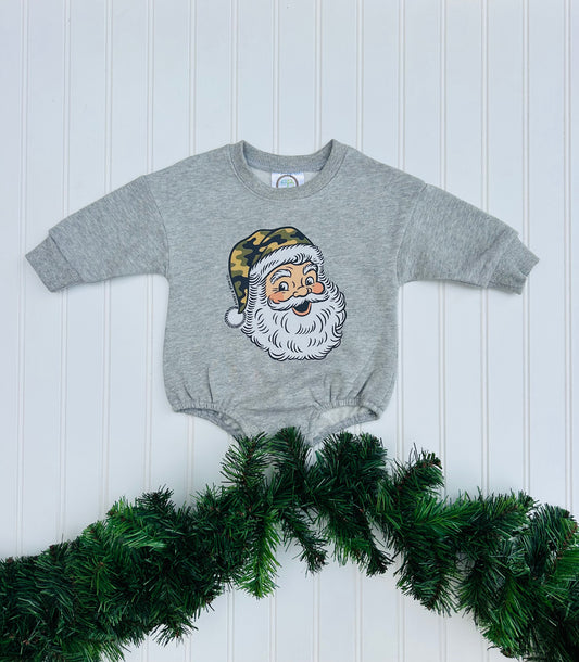 Santa Camo Hat Bubble Romper