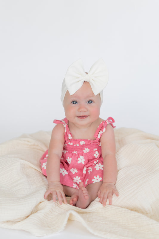 Pink Flower Organic Smocked Set