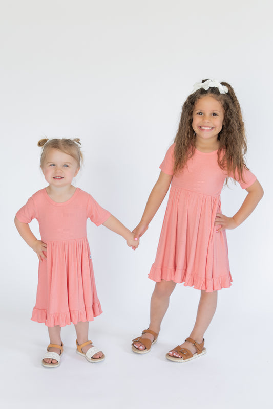 Coral Ruffle Dress