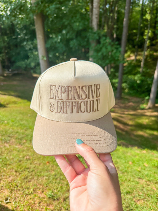 Expensive and Difficult Embroidered Hat- Beige