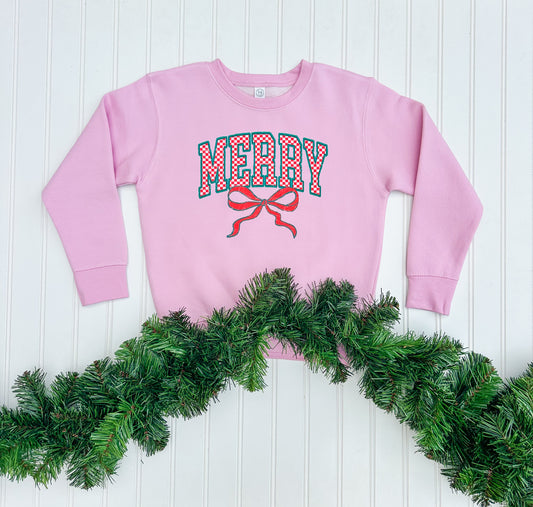 Checkered Merry Bow Sweatshirt