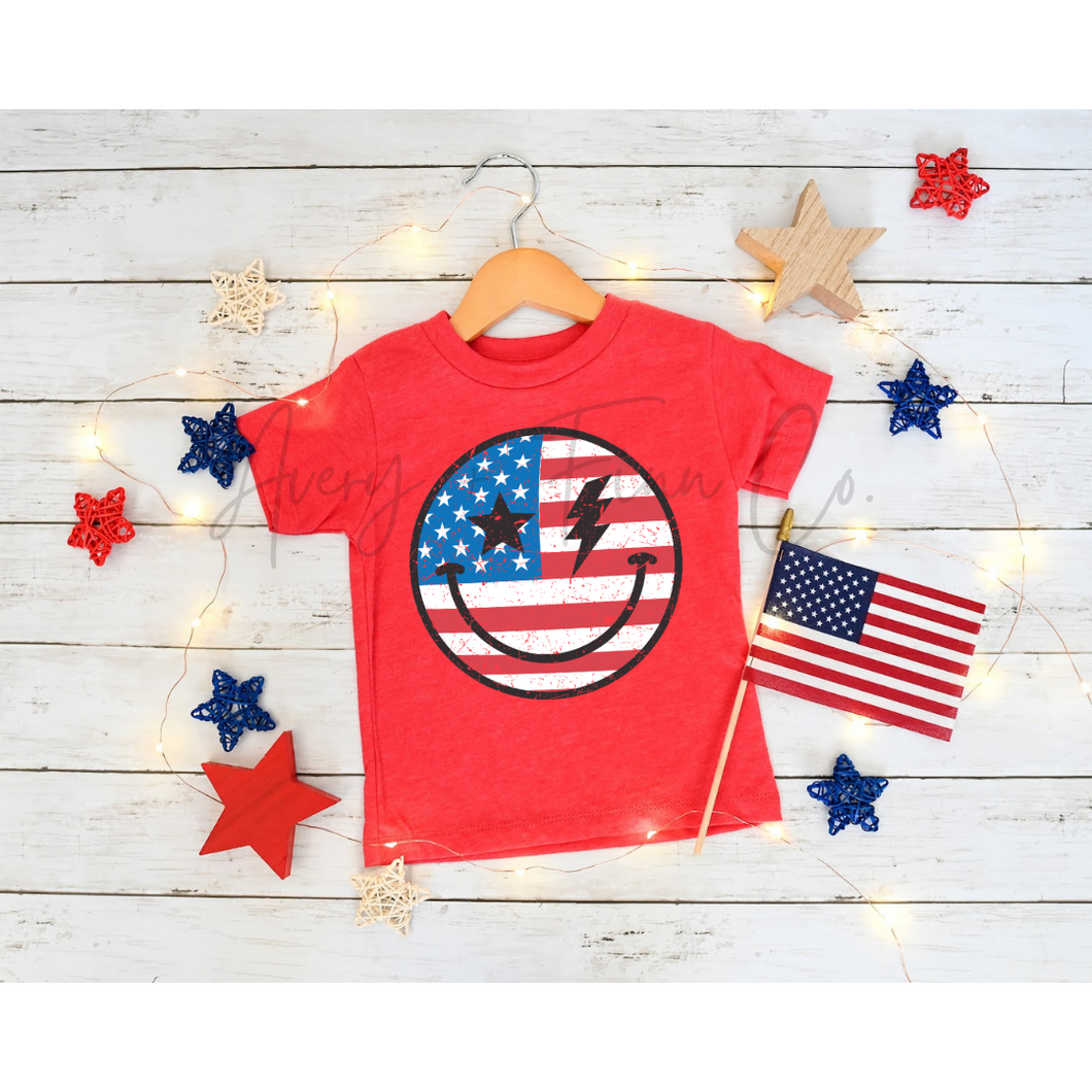 American Flag Smiley Tee