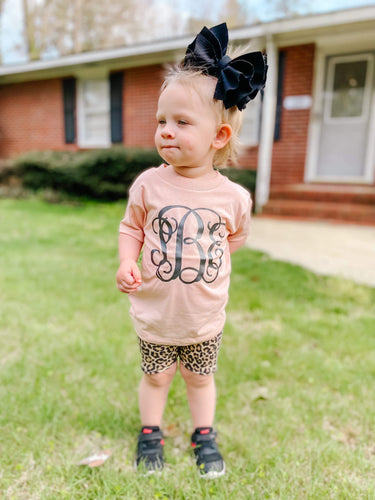 Peach Monogram Tee (Adult Sizes Available)