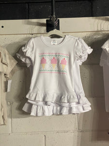 Faux Smocked Ice Cream Ruffle Top