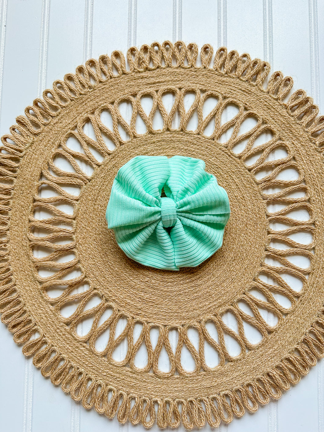 Mint Ribbed Bow