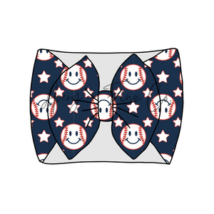 Baseball Smileys Bow