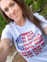 Load image into Gallery viewer, American Flag Monogram Tee (Kid Sizes Available)