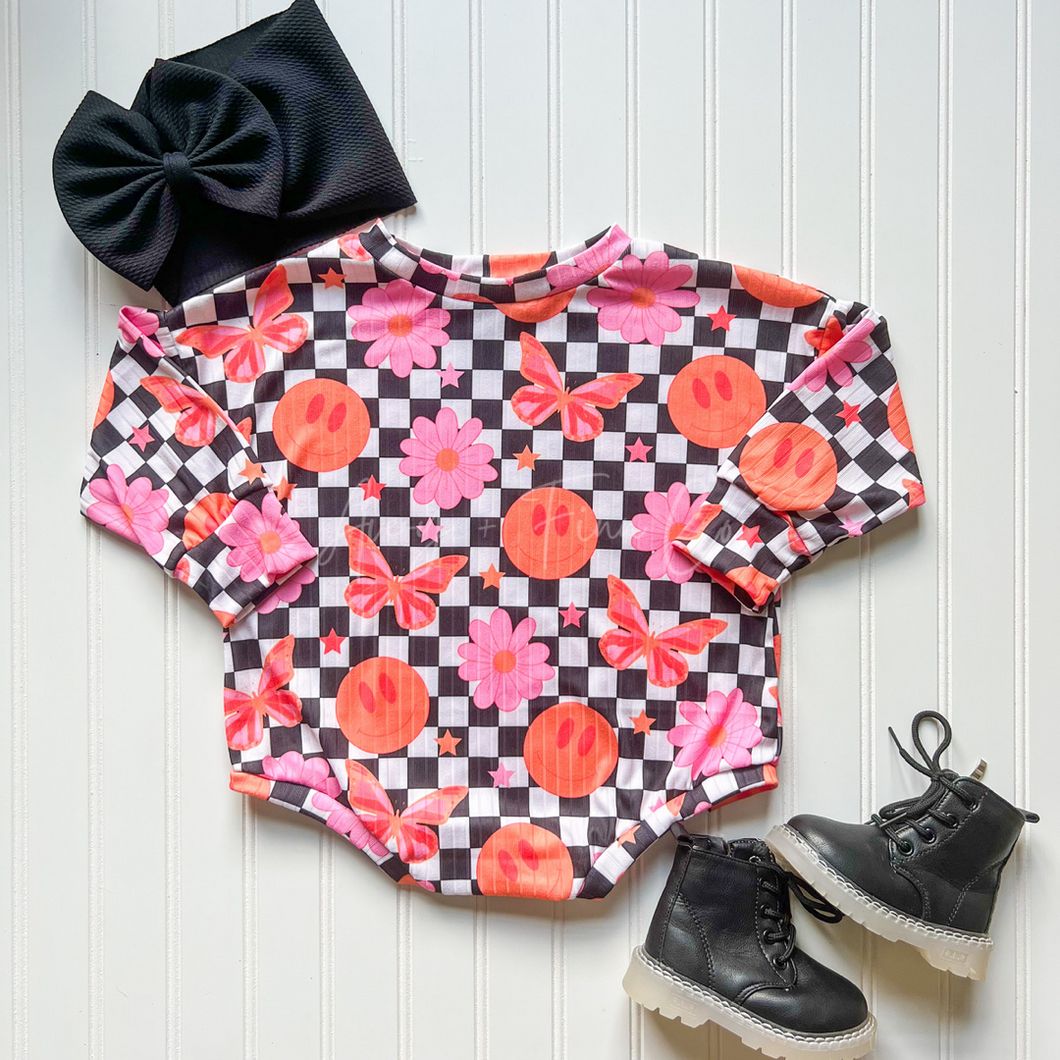 Butterfly Checkers Romper