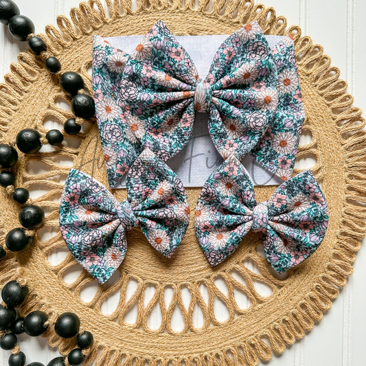 Aqua Floral Bow