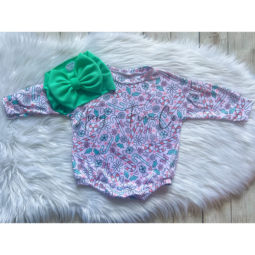 Pink Candycane Sweater Romper