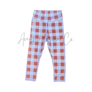 Orange and White Plaid Leggings RTS