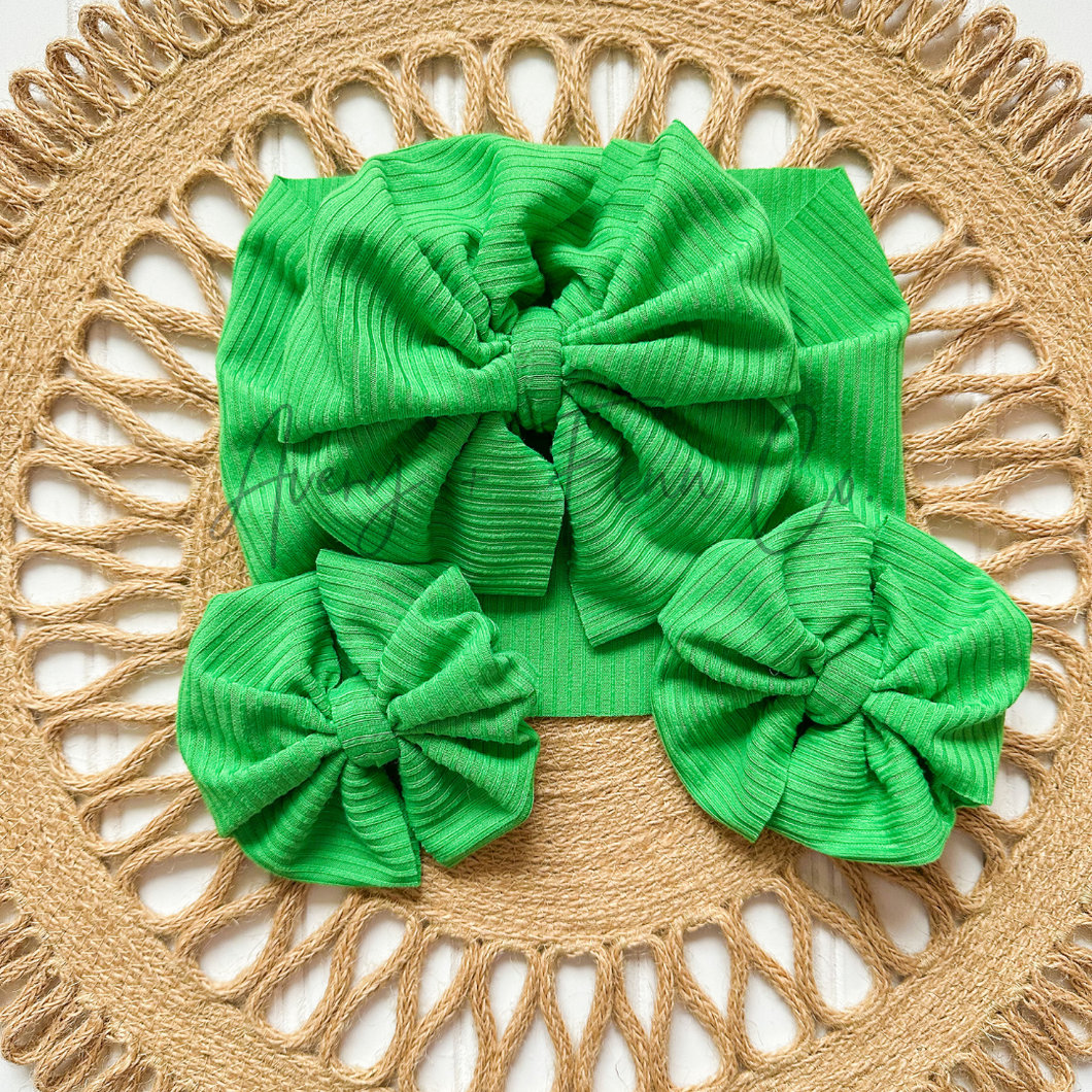 Green Ribbed Bow