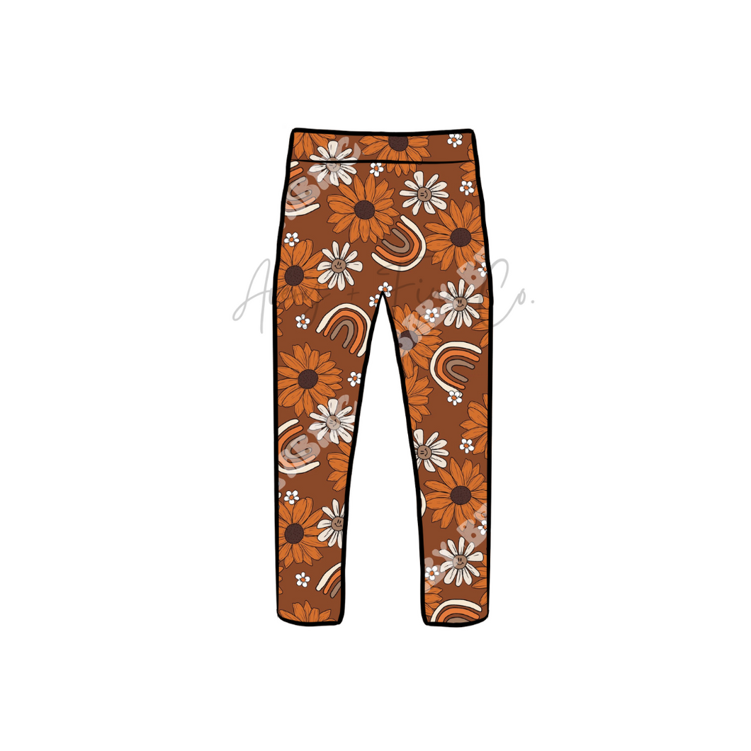 Fall Floral Rainbow Leggings