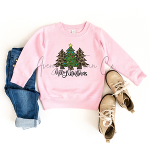 Merry Christmas Leopard Trees Toddler Sweatshirt