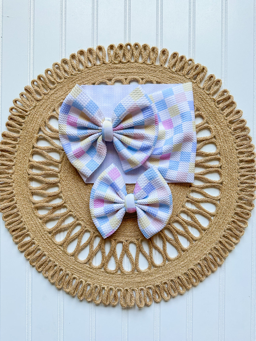 Pastel Checks Bow