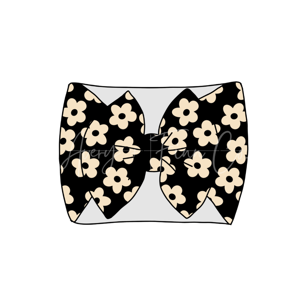 Black and Cream Floral Bow